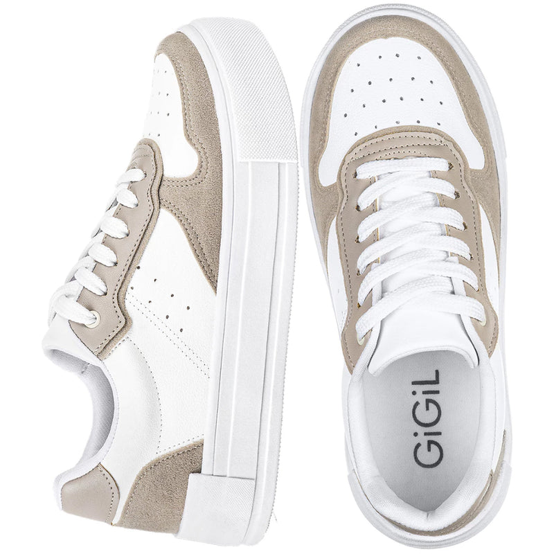 Tenis Casual Branco Feminino Retrocore Com Recortes Retrô Neutro Confortável Lançamento Original Moda Gigil