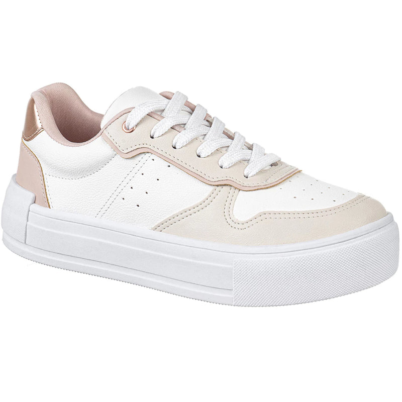 Tenis Casual Branco Feminino Retrocore Com Recortes Retrô Neutro Confortável Lançamento Original Moda Gigil