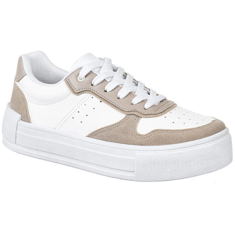 Tenis Casual Branco Feminino Retrocore Com Recortes Retrô Neutro Confortável Lançamento Original Moda Gigil